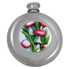 Woods Mushroom Forest Academia Core Round Hip Flask (5 Oz) by GardenOfOphir