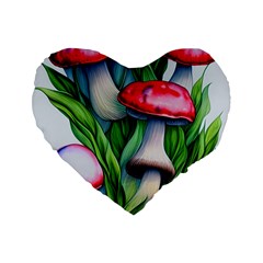 Woods Mushroom Forest Academia Core Standard 16  Premium Flano Heart Shape Cushions by GardenOfOphir