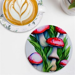 Woods Mushroom Forest Academia Core Uv Print Round Tile Coaster by GardenOfOphir