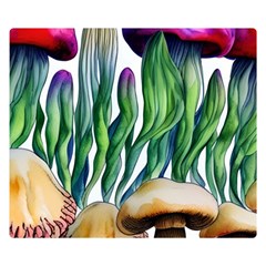 Cozy Mushroom Forest Historical Boho Premium Plush Fleece Blanket (small) by GardenOfOphir