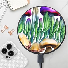 Cozy Mushroom Forest Historical Boho Wireless Fast Charger(black) by GardenOfOphir