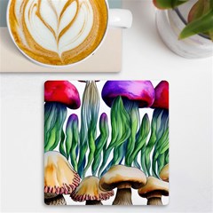 Cozy Mushroom Forest Historical Boho Uv Print Square Tile Coaster  by GardenOfOphir