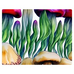 Cozy Mushroom Forest Historical Boho One Side Premium Plush Fleece Blanket (medium) by GardenOfOphir