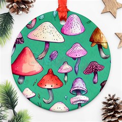 Goblin Mushroom Forest Boho Witchy Ornament (round) by GardenOfOphir