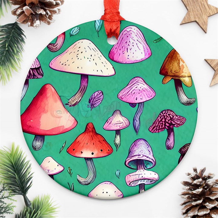 Goblin Mushroom Forest Boho Witchy Ornament (Round)