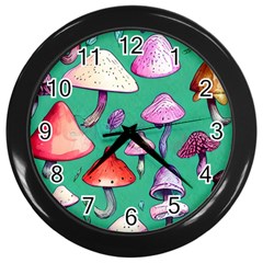 Goblin Mushroom Forest Boho Witchy Wall Clock (black) by GardenOfOphir