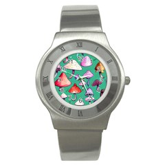 Goblin Mushroom Forest Boho Witchy Stainless Steel Watch by GardenOfOphir