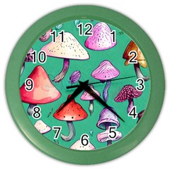 Goblin Mushroom Forest Boho Witchy Color Wall Clock by GardenOfOphir