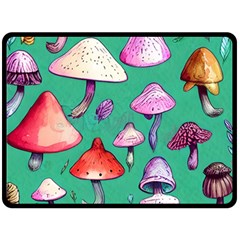 Goblin Mushroom Forest Boho Witchy One Side Fleece Blanket (large) by GardenOfOphir