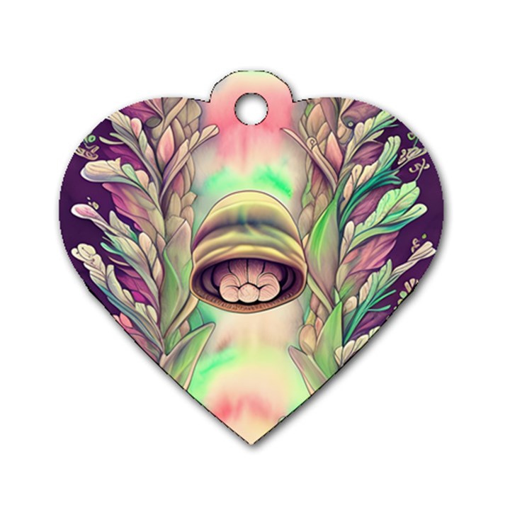 Mystic Mushroom Dog Tag Heart (Two Sides)