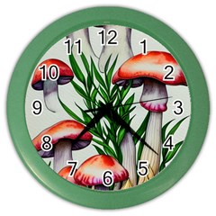 Forest Fungi Color Wall Clock by GardenOfOphir