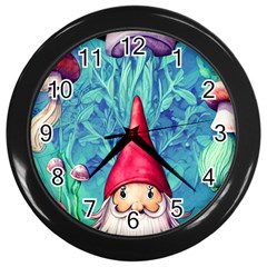 Mushroom Magic Wall Clock (black) by GardenOfOphir