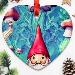 Mushroom Magic Heart Ornament (two Sides) by GardenOfOphir