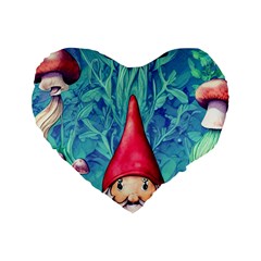 Mushroom Magic Standard 16  Premium Heart Shape Cushions by GardenOfOphir