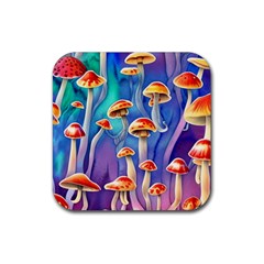 Tiny Toadstools Rubber Coaster (square) by GardenOfOphir