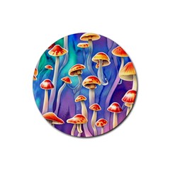 Tiny Toadstools Rubber Coaster (round) by GardenOfOphir