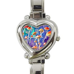 Tiny Toadstools Heart Italian Charm Watch by GardenOfOphir