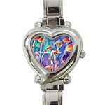 Tiny Toadstools Heart Italian Charm Watch Front