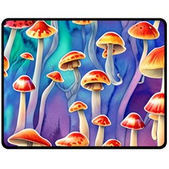 Tiny Toadstools One Side Fleece Blanket (medium) by GardenOfOphir