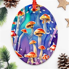 Tiny Toadstools Ornament (oval Filigree) by GardenOfOphir