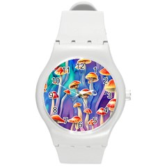 Tiny Toadstools Round Plastic Sport Watch (m) by GardenOfOphir