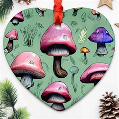 Boho Woods Mushroom Ornament (heart) by GardenOfOphir