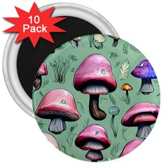 Boho Woods Mushroom 3  Magnets (10 Pack)  by GardenOfOphir