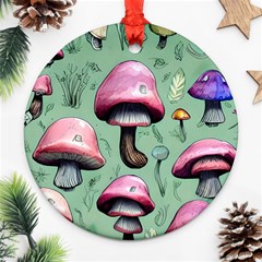 Boho Woods Mushroom Round Ornament (two Sides) by GardenOfOphir