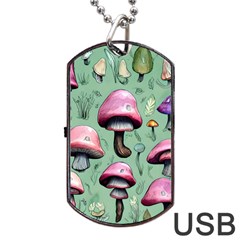 Boho Woods Mushroom Dog Tag Usb Flash (one Side) by GardenOfOphir