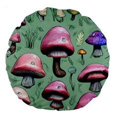 Boho Woods Mushroom Large 18  Premium Round Cushions by GardenOfOphir