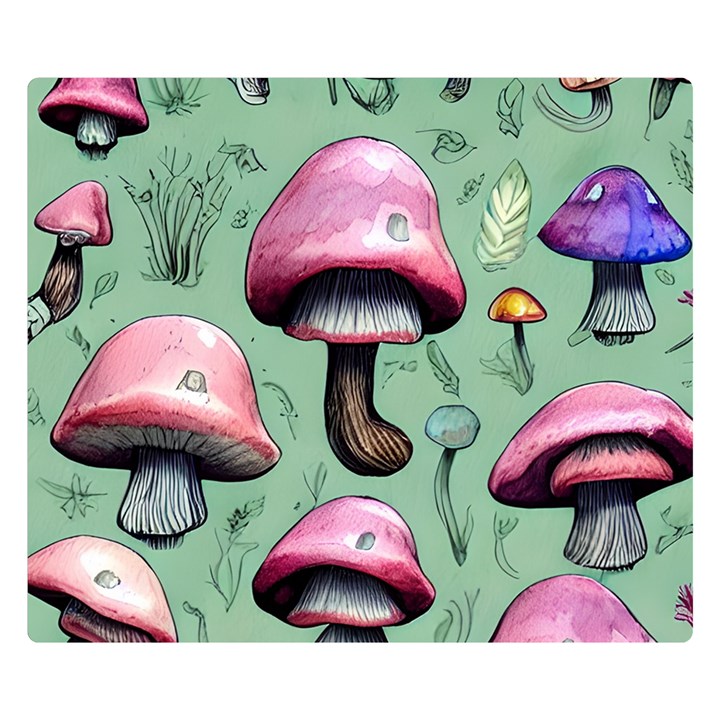 Boho Woods Mushroom Premium Plush Fleece Blanket (Small)