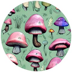 Boho Woods Mushroom Wooden Puzzle Round by GardenOfOphir