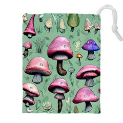 Boho Woods Mushroom Drawstring Pouch (4xl) by GardenOfOphir