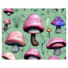 Boho Woods Mushroom One Side Premium Plush Fleece Blanket (medium)