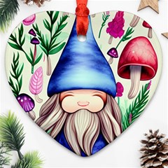 Tiny Mushroom Forest Scene Ornament (heart) by GardenOfOphir