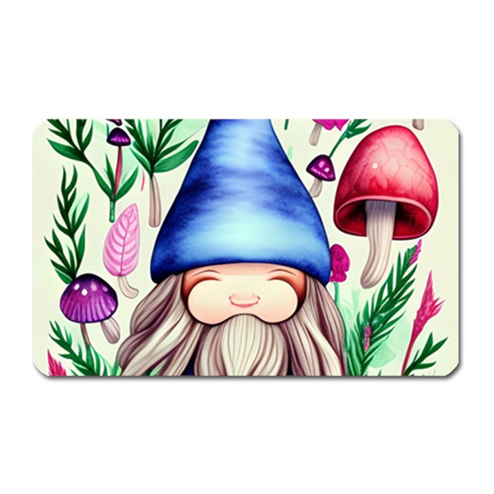 Tiny Mushroom Forest Scene Magnet (Rectangular)