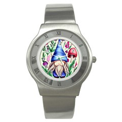 Tiny Mushroom Forest Scene Stainless Steel Watch by GardenOfOphir