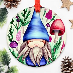 Tiny Mushroom Forest Scene Round Ornament (two Sides) by GardenOfOphir