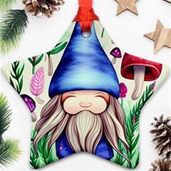 Tiny Mushroom Forest Scene Star Ornament (two Sides) by GardenOfOphir