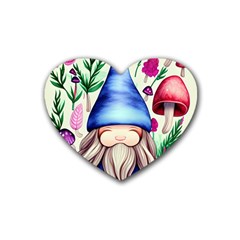 Tiny Mushroom Forest Scene Rubber Heart Coaster (4 Pack) by GardenOfOphir