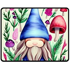 Tiny Mushroom Forest Scene One Side Fleece Blanket (medium) by GardenOfOphir