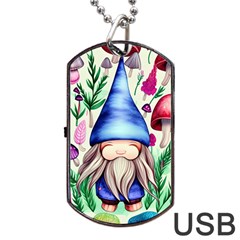 Tiny Mushroom Forest Scene Dog Tag Usb Flash (two Sides) by GardenOfOphir