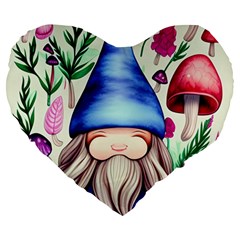 Tiny Mushroom Forest Scene Large 19  Premium Heart Shape Cushions by GardenOfOphir