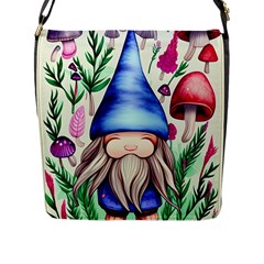 Tiny Mushroom Forest Scene Flap Closure Messenger Bag (l) by GardenOfOphir