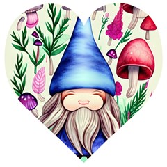 Tiny Mushroom Forest Scene Wooden Puzzle Heart by GardenOfOphir