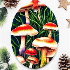 Mushroom Fairy Garden Oval Ornament (two Sides) by GardenOfOphir