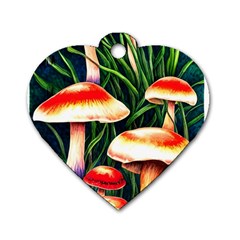 Mushroom Fairy Garden Dog Tag Heart (one Side) by GardenOfOphir