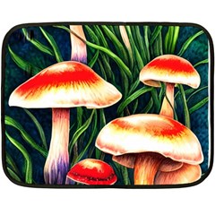 Mushroom Fairy Garden One Side Fleece Blanket (mini) by GardenOfOphir