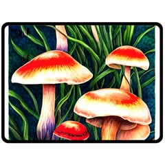 Mushroom Fairy Garden One Side Fleece Blanket (large) by GardenOfOphir