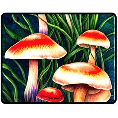 Mushroom Fairy Garden One Side Fleece Blanket (medium) by GardenOfOphir